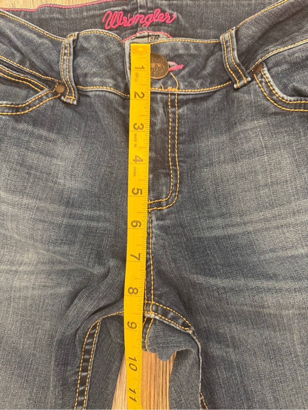 Wrangler Premium Patch Mae Bootcut Jeans Embroidered Pockets Size 7/8 x 36 - Picture 7 of 11